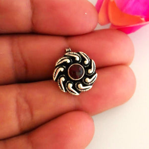 Pure Silver Garnet Big Nose Pin ( Non - Pierced ) - Enumu