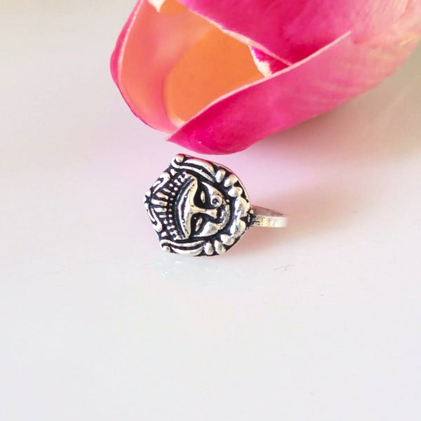 Handmade Pure Silver Maa Durga Nose Pin ( Non - Pierced ) - Enumu