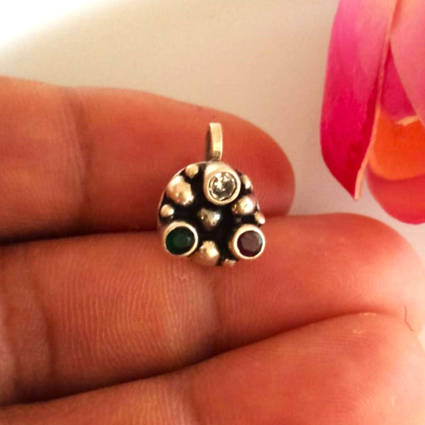Pure Silver Multi Stone Nose Pin ( Non - Pierced ) - Enumu