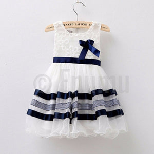 Tutu Blue Summer Dress with Satin Bow ( 2 - 6 Years) - Enumu