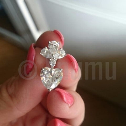 Simple Heart Diamond Imitation Earrings - Enumu