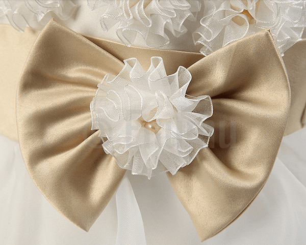 White Golden Bow Baby Girl / Toddler dress - Enumu