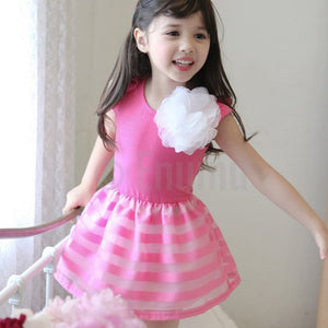 Pink and White Flower Dress - Enumu