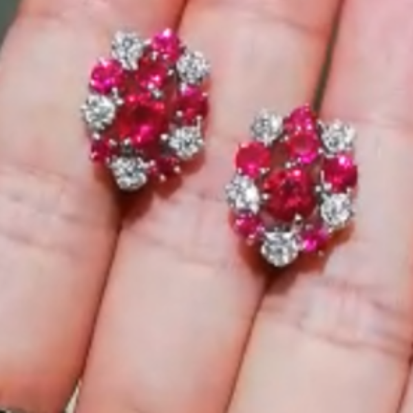 Pure 92.5 Sterling Silver Ruby & CZ Studs - Enumu