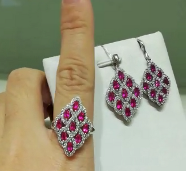 Pure 92.5 Sterling Silver Ruby & CZ Ring - Enumu