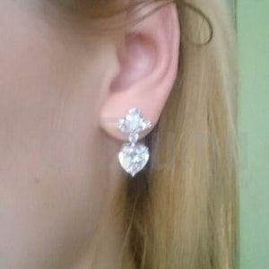 Simple Heart Diamond Imitation Earrings - Enumu