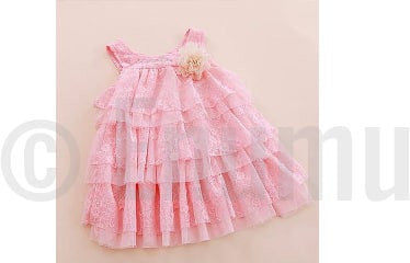 Pink Lace Multi Layer Dress - Enumu