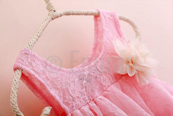 Pink Lace Multi Layer Dress - Enumu