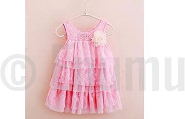 Pink Lace Multi Layer Dress - Enumu