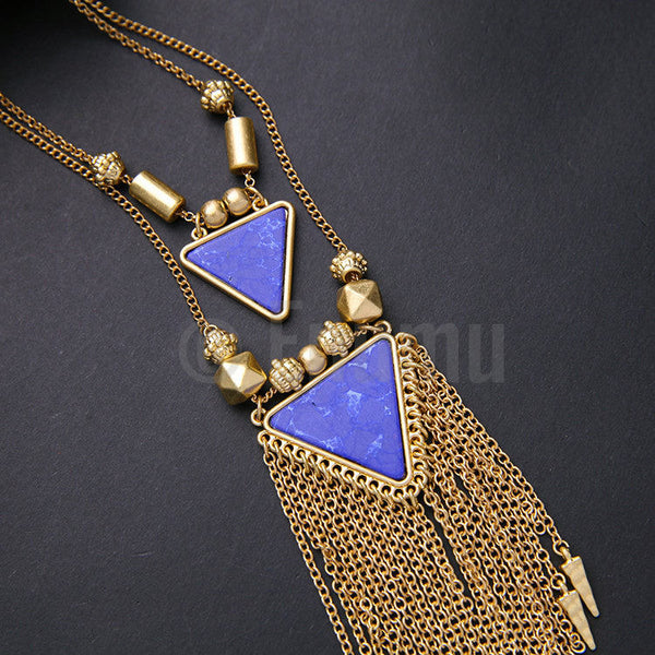 Two Strand Triangular Pendant Necklace - Enumu