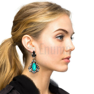 Blue and Black Party Long Earrings - Enumu