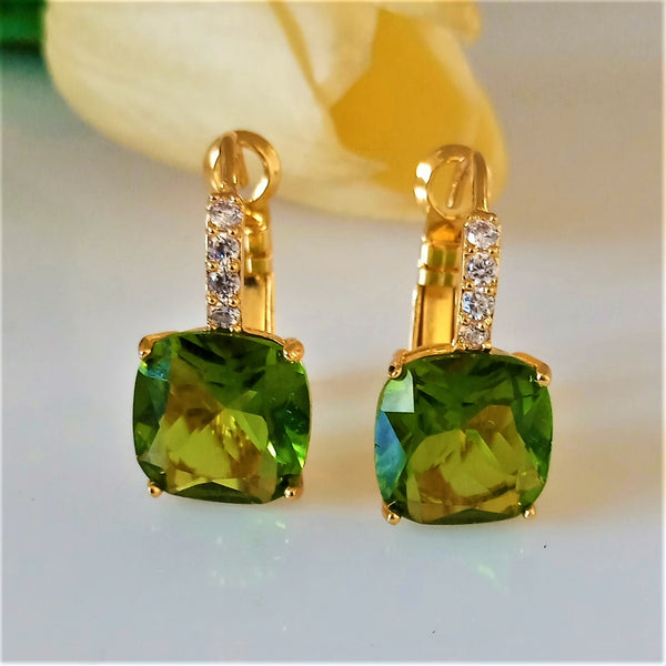 YGP Light Green Peridot Hoops - Enumu