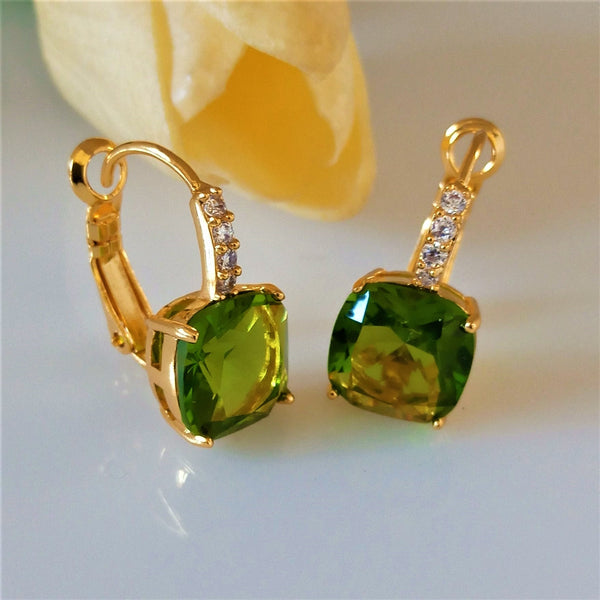 YGP Light Green Peridot Hoops - Enumu