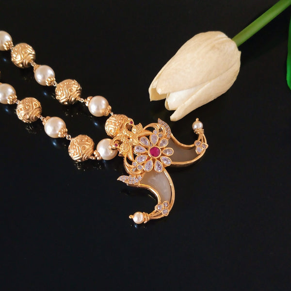 Pure Silver Tiger Claw (Puligoru) Pendant with Pearl Necklace - Enumu