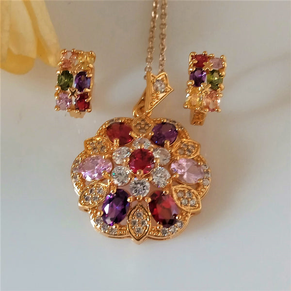 Multi Colour Pendant Hoops Set - Enumu