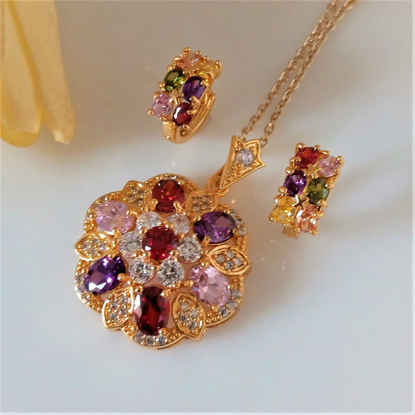 Multi Colour Pendant Hoops Set - Enumu