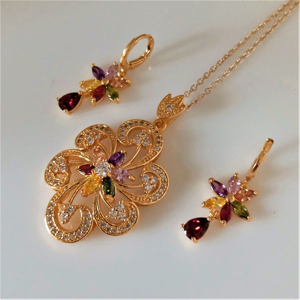 Multi Colour Big Pendant Set - Enumu