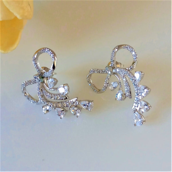 Simple Bow Studs with stones - Enumu