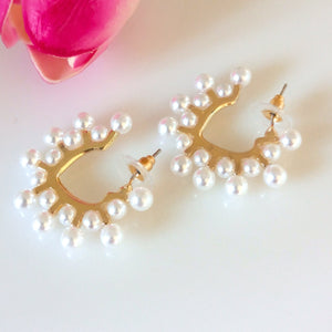 Simple Pearl Hoops - Enumu