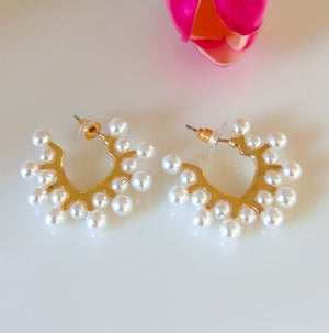 Simple Pearl Hoops - Enumu