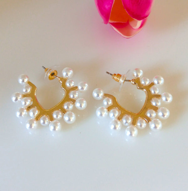 Simple Pearl Hoops - Enumu