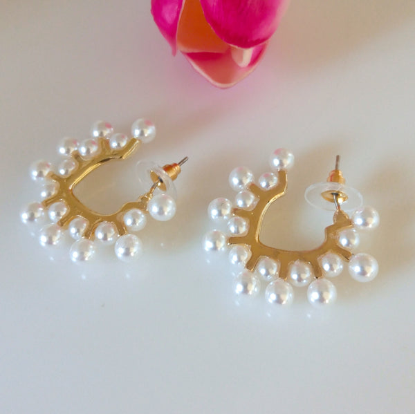 Simple Pearl Hoops - Enumu