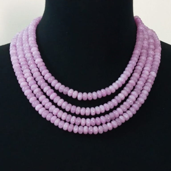 Purple Angelite Natural Beads - 18 inches Adjustable Heavy 4 Layer Necklace - Enumu