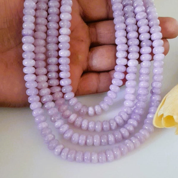 Purple Angelite Natural Beads - 18 inches Adjustable Heavy 4 Layer Necklace - Enumu