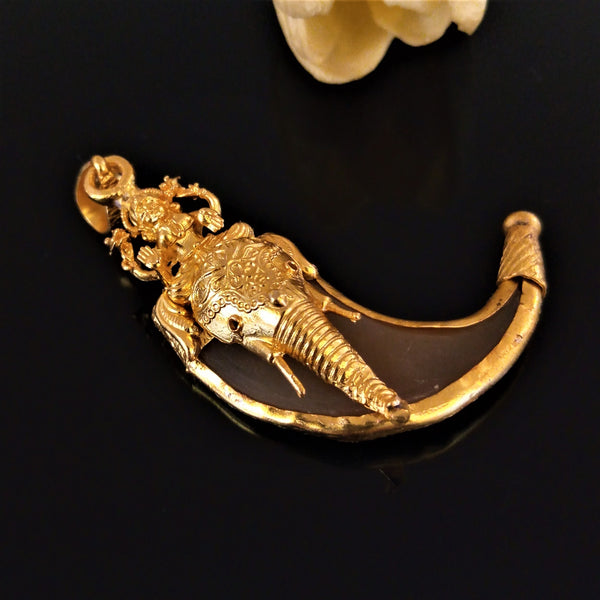 Pure Silver Lakshmi Elephant (Puligoru) Pendant - Enumu