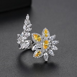 WGP Huge Citrine CZ Adjustable Ring - Enumu