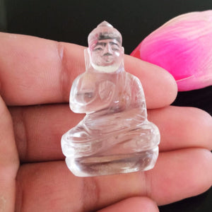 Carved Buddha Clear Rock Crystal ( Rare) Statue - Enumu