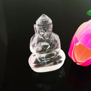 Carved Buddha Clear Rock Crystal ( Rare) Statue - Enumu