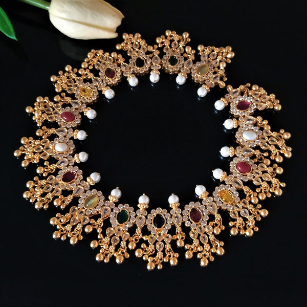 Handmade Pure Silver Navratna Ghungroo Pearl Necklace - Enumu