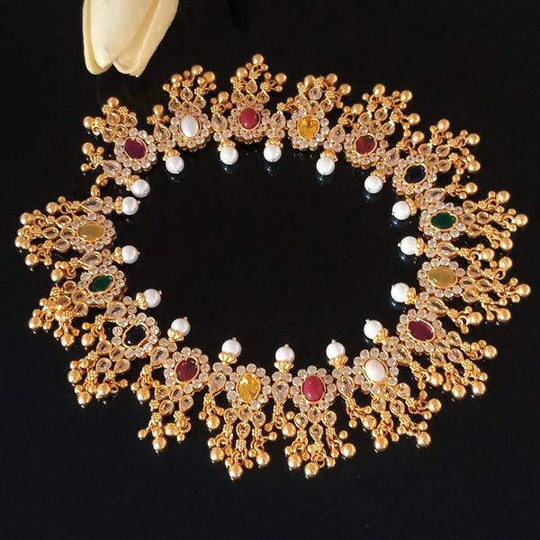 Handmade Pure Silver Navratna Ghungroo Pearl Necklace - Enumu