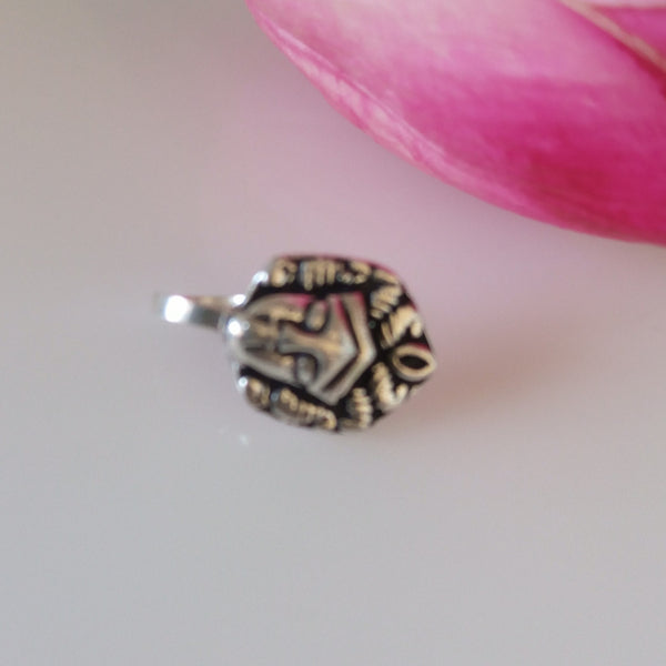 Handmade Pure Silver Goddess Durga Nose Pin ( Non - Pierced ) - Enumu