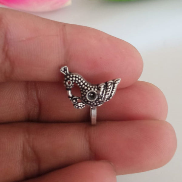 Handmade Pure Silver Bird Nose Pin ( Non - Pierced ) - Enumu