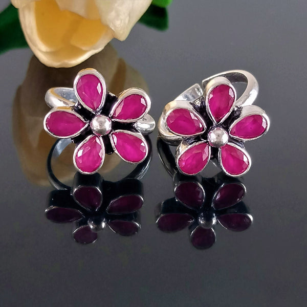 Adjustable Pure Silver Ruby Toe Rings - Enumu