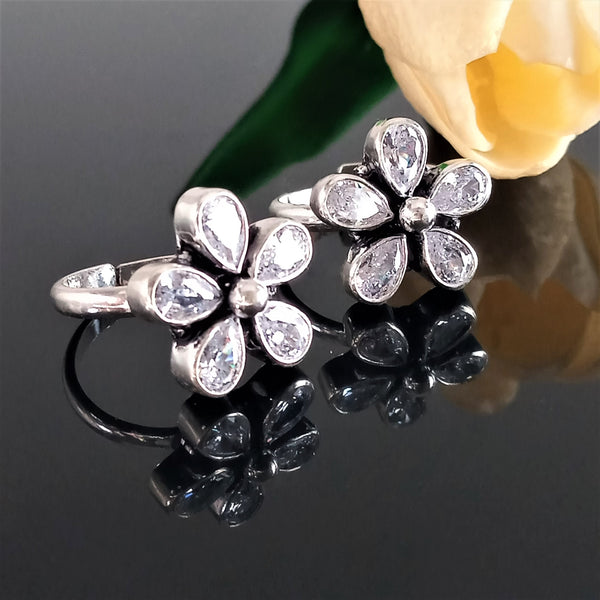 Adjustable Pure Silver CZ Toe Rings - Enumu