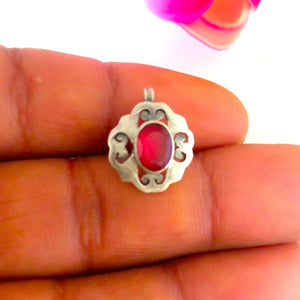 Pure 92.5 Silver Ruby Nose Pin ( Non - Pierced ) - Enumu