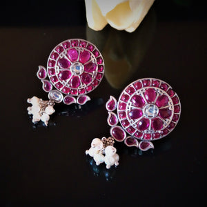 Pure Silver Oxidized Red Studs - Enumu