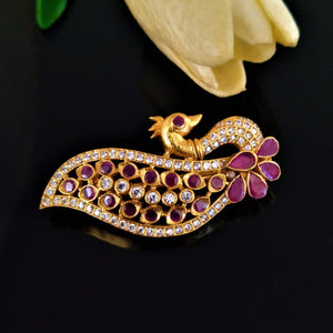 Pure 92.5 Sterling Silver Peacock Brooch / Saree Pin / Scarf Pin - Enumu