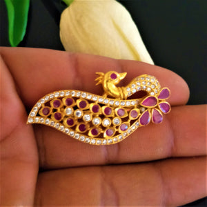 Pure 92.5 Sterling Silver Peacock Brooch / Saree Pin / Scarf Pin - Enumu