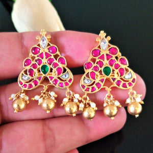 Pure Silver Kundan Peacock Studs - Enumu