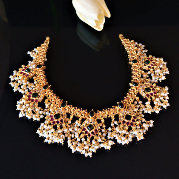 Pure Silver Uncut Stones Guttapusalu Necklace - Enumu