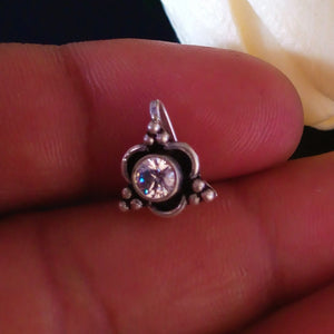Handmade Pure Silver CZ Nose Pin ( Non - Pierced ) - Enumu