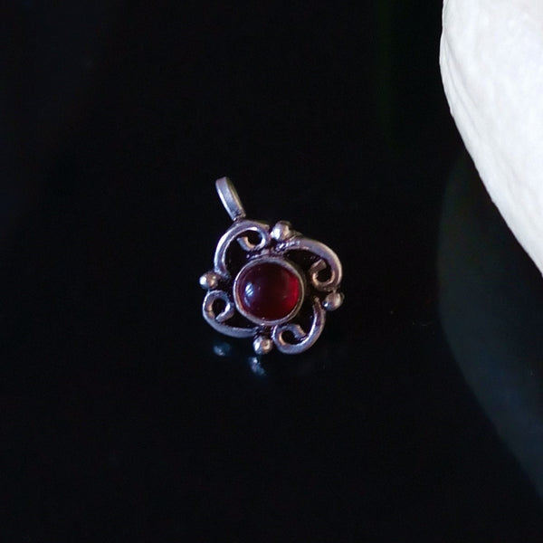 Handmade Pure Silver Red Nose Pin ( Non - Pierced ) - Enumu