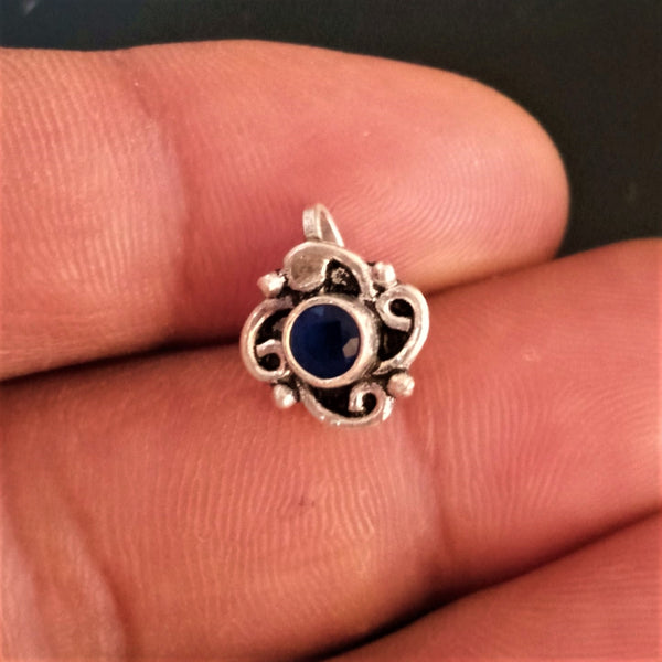 Handmade Pure Silver Blue Nose Pin ( Non - Pierced ) - Enumu