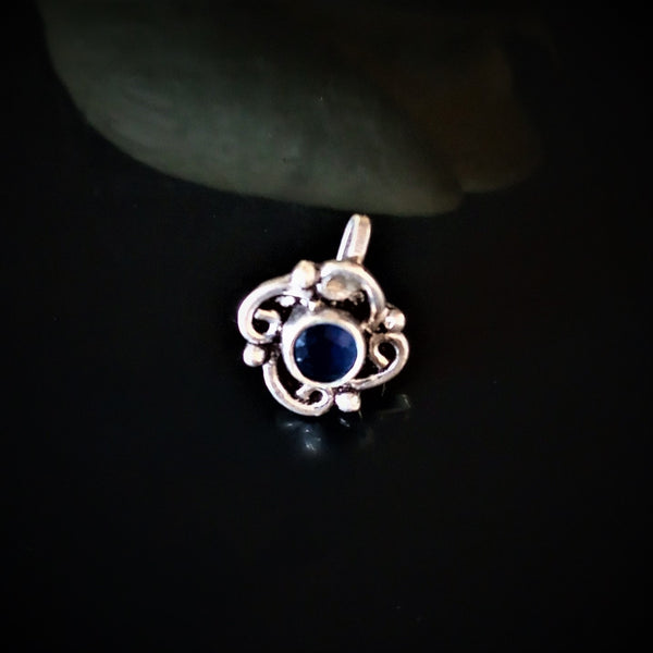 Handmade Pure Silver Blue Nose Pin ( Non - Pierced ) - Enumu