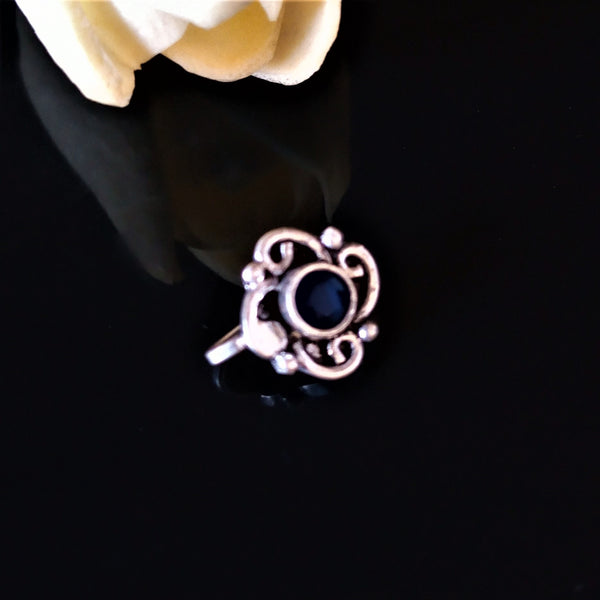 Handmade Pure Silver Blue Nose Pin ( Non - Pierced ) - Enumu