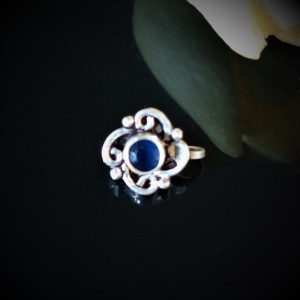 Handmade Pure Silver Blue Nose Pin ( Non - Pierced ) - Enumu